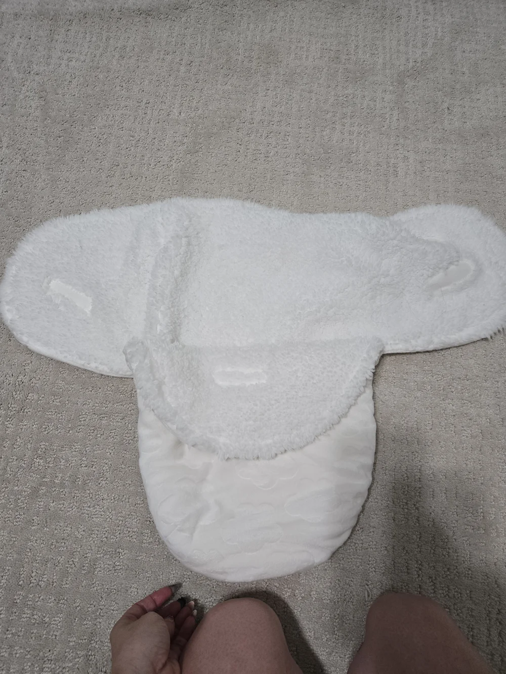 Hooded Baby Swaddle Wrap in White for Newborn Comfort